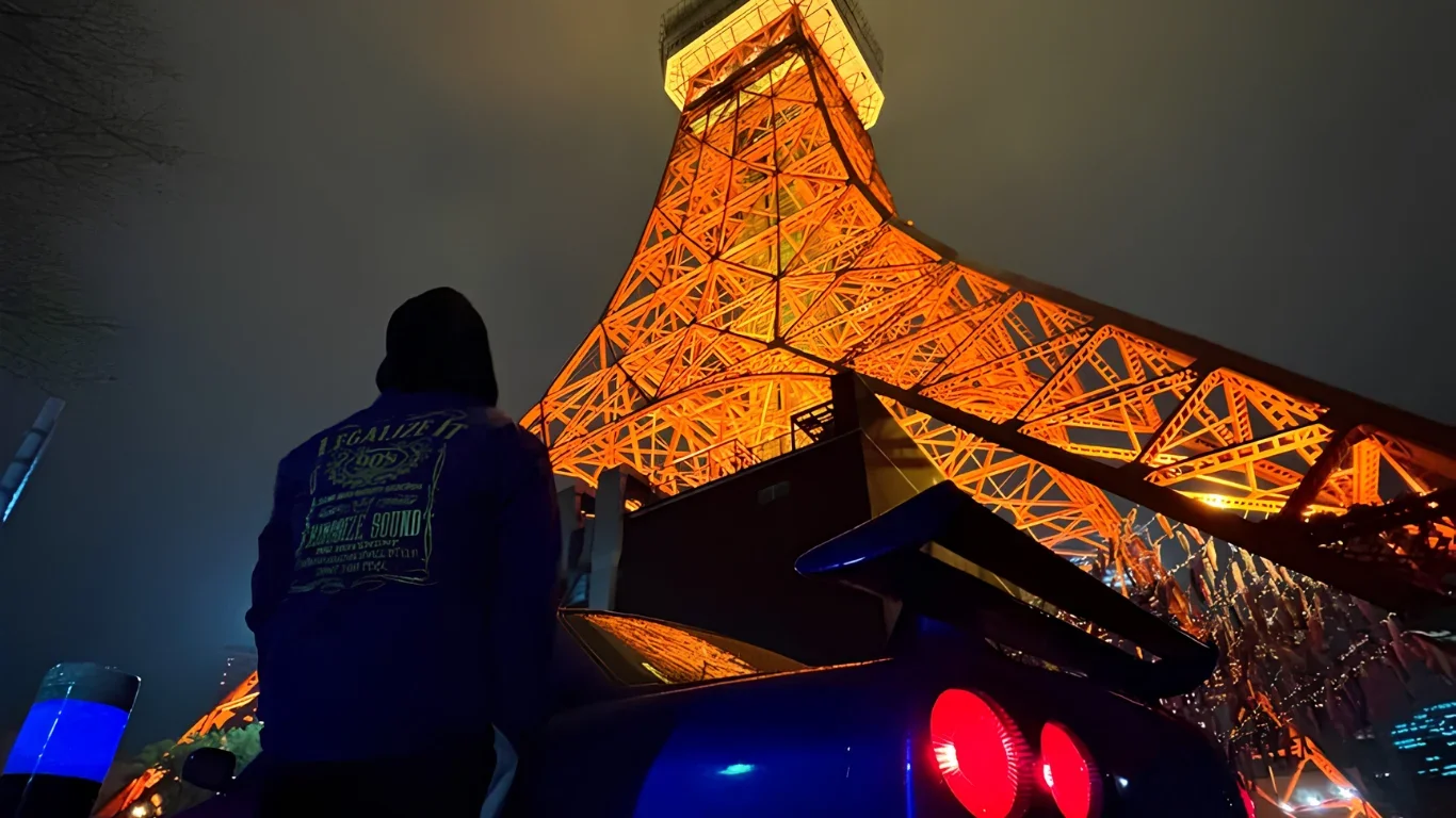 Tokyo Tower illuminated at night